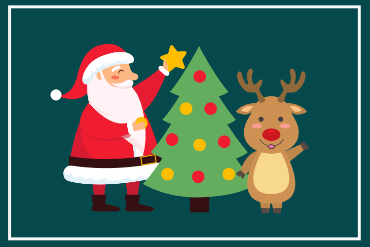 Tischset weihnachten mit weihnachtsmann und rentier - TenStickers