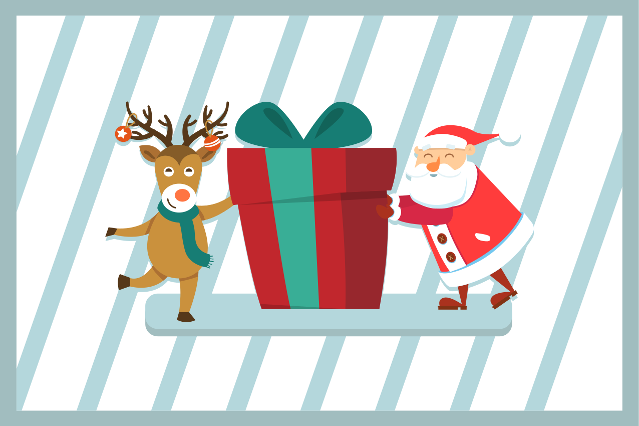 Tischset weihnachten santa und rentier geschenk - TenStickers