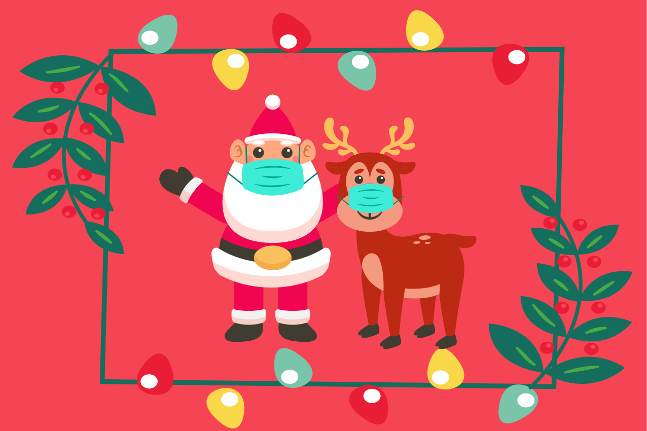 Tischset weihnachten mit santa und schlitten - TenStickers