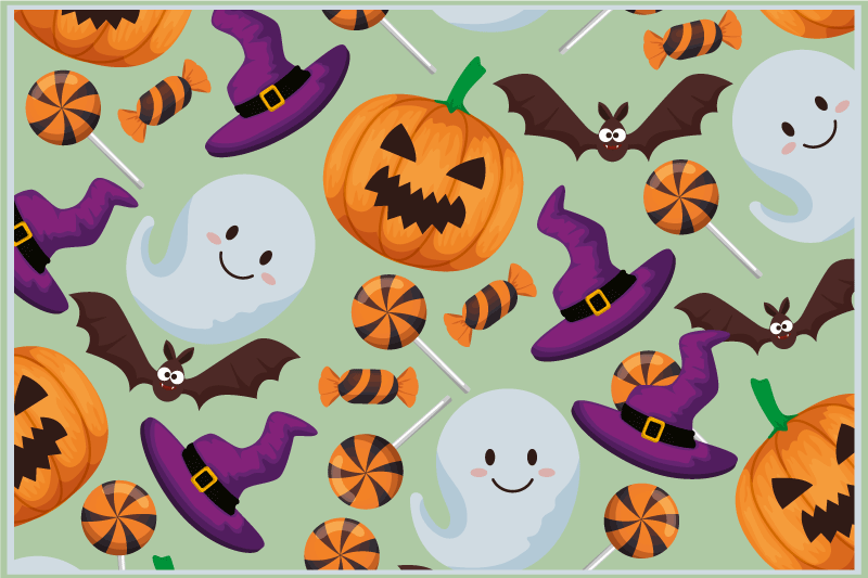 Tischset halloween mit bunten halloween-elementen - TenStickers