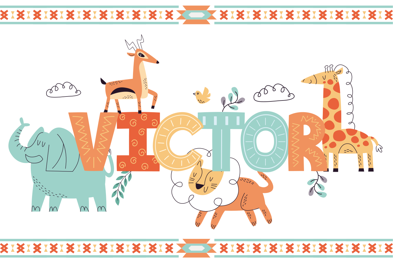 Tischset mit Namen Dschungelkindertiere mit anpassbarem Namen - TenStickers