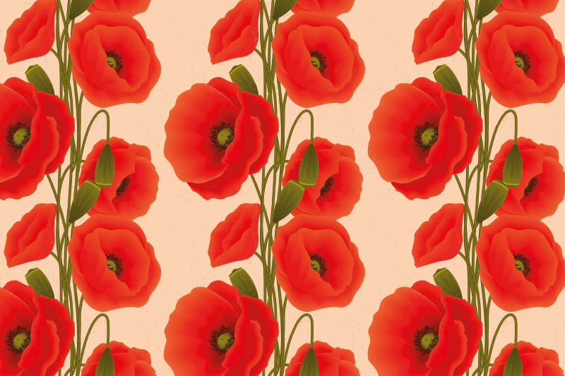 Tischset Blumen Mohnblumen Design - TenStickers