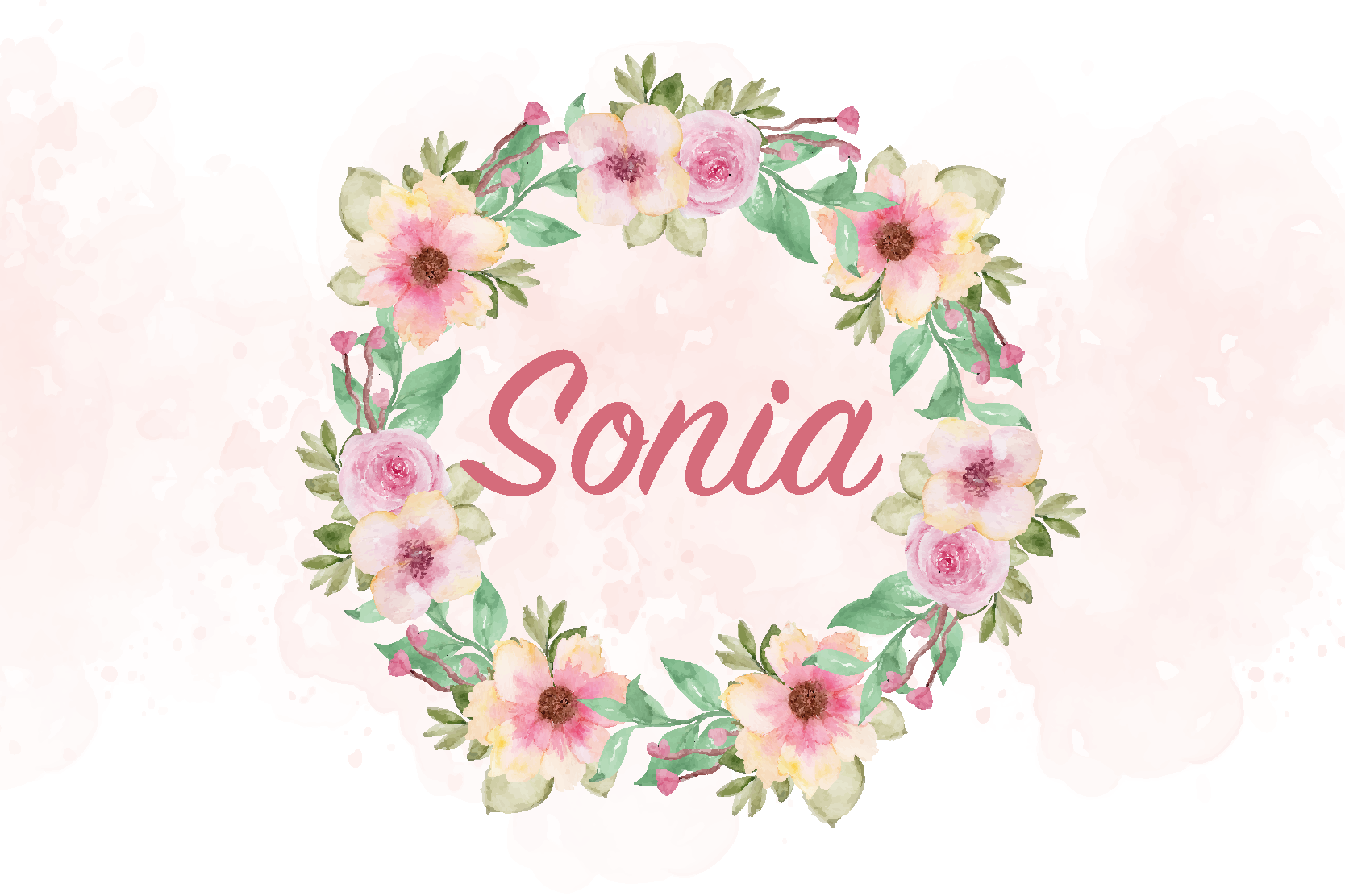 Tischset mit Namen Blumenkranz - TenStickers