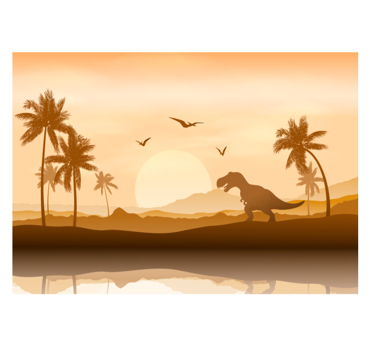 Fototapete kinderzimmer dinosaurier sonnenuntergang - TenStickers