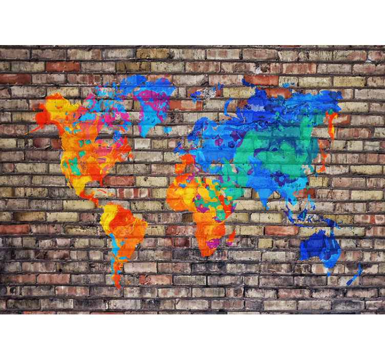 Fototapete weltkarte bunte geografische karte - TenStickers