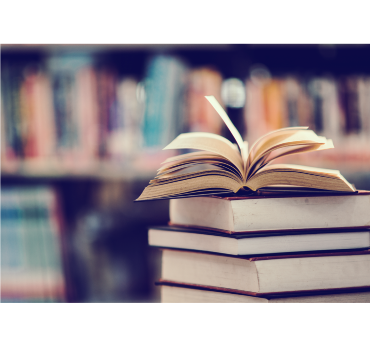 Fototapete kunst offenes buchstapel - TenStickers