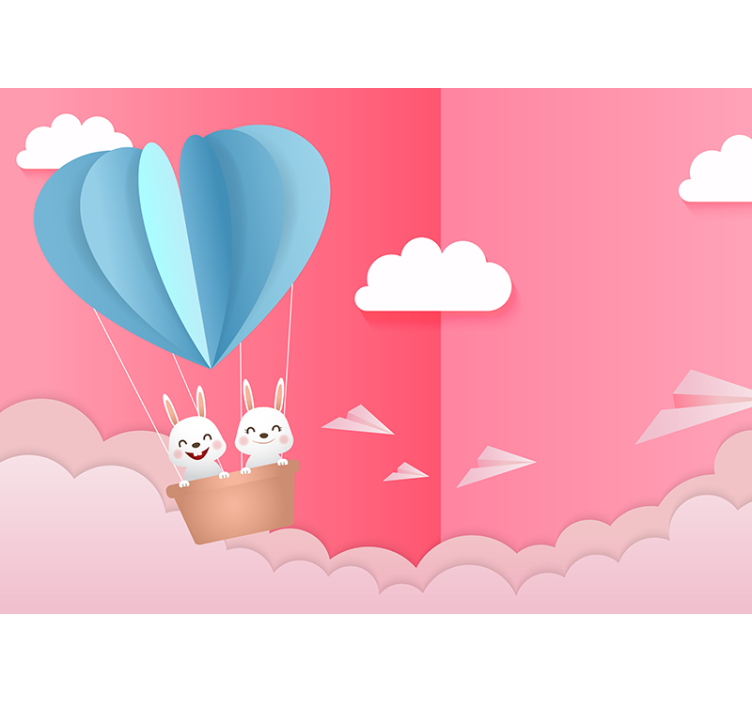 Fototapete liebe mit luftballons und hasen - TenStickers