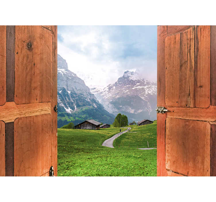 Fototapete landschaften bergblick Öffnung - TenStickers