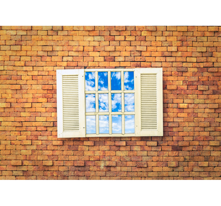 Fototapete stein mit ausblick auf ein offenes fenster - TenStickers