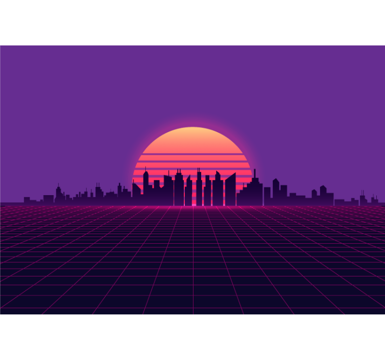 Fototapete städte sonnenuntergang stadtansicht silhouette - TenStickers