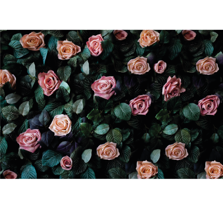 Fototapete blumen rosen und laub - TenStickers