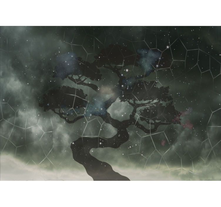 Fototapete weltraum baum-silhouette im himmel - TenStickers