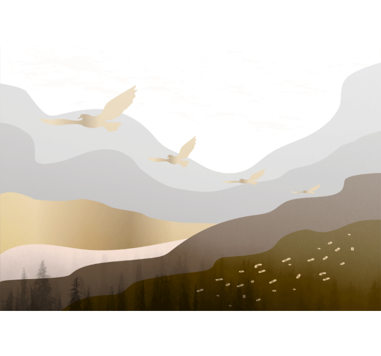 Fototapete natur mit fliegenden vogelsilhouetten - TenStickers