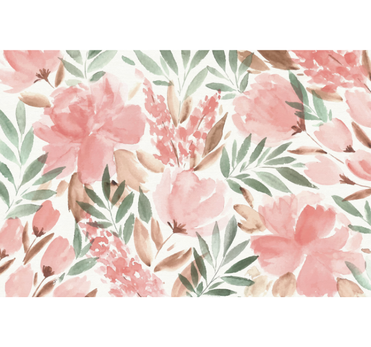 Panorama Fototapete papiermalerei mit panoramischem blumenmuster - TenStickers