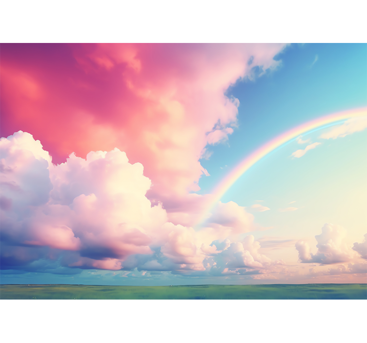 Fototapet Kinderzimmer rosa Himmel Regenbogen - TenStickers