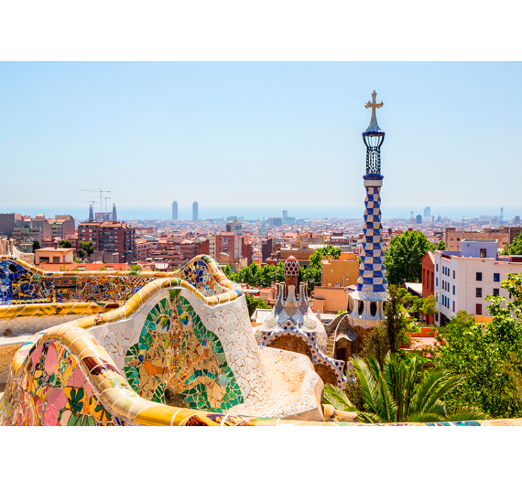 Fototapete Barcelona park güell skyline blick - TenStickers