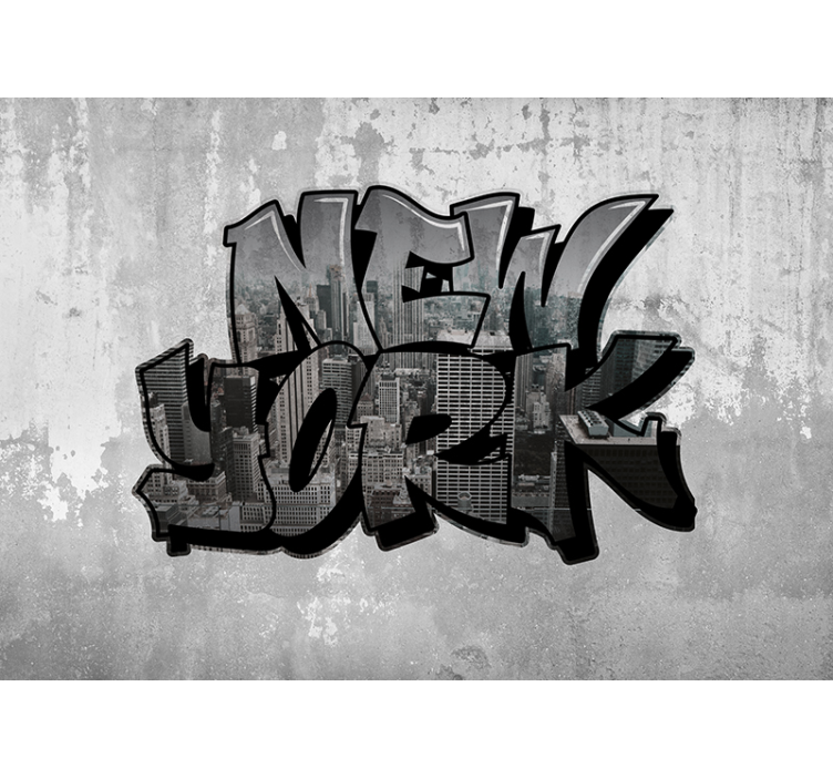Fototapete New York Graffiti mit blick auf die stadt - TenStickers