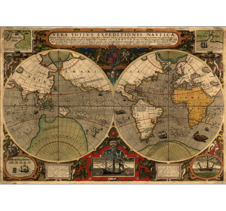 Fototapete weltkarte retro globale karte - TenStickers