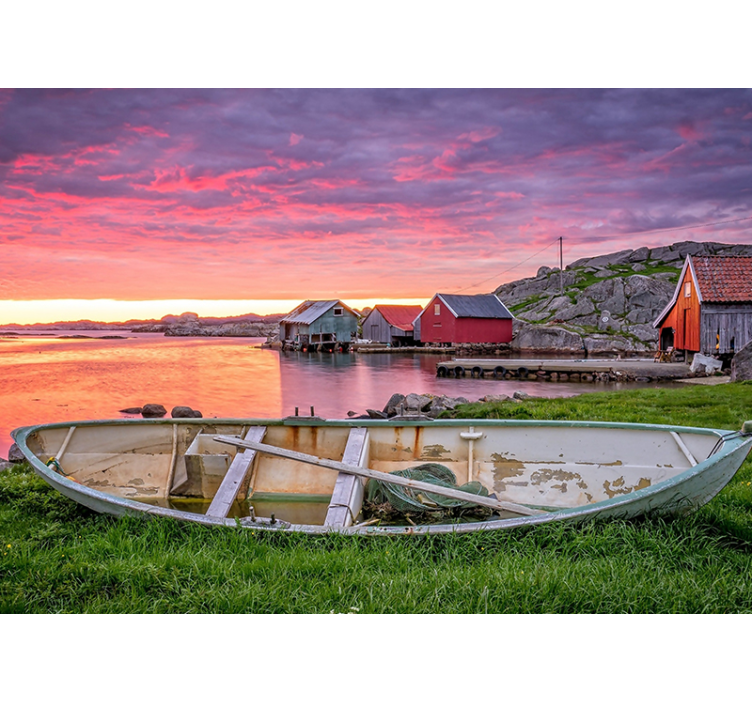Fototapete landschaften küstendorf im szenenbild - TenStickers