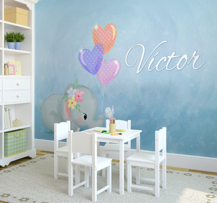 Personalisierte Fototapete Baby Elefant - TenStickers