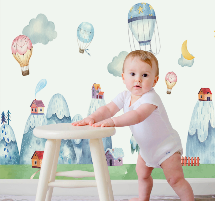 Fototapete babyzimmer mit verspielten heißluftballons - TenStickers