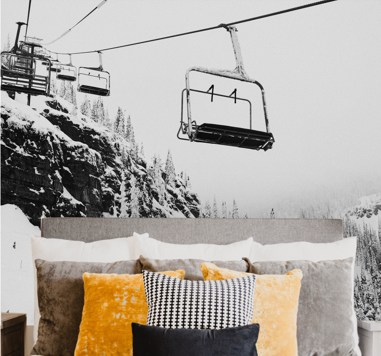 Fototapete berge skifahrt im lift - TenStickers