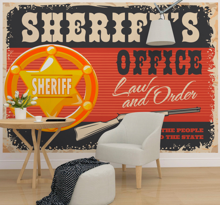 Fototapete Vintage schild des sheriffs - TenStickers