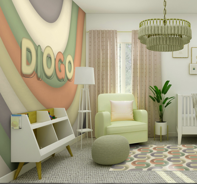 Fototapete Kinderzimmer geschwungene streifen mit namen - TenStickers