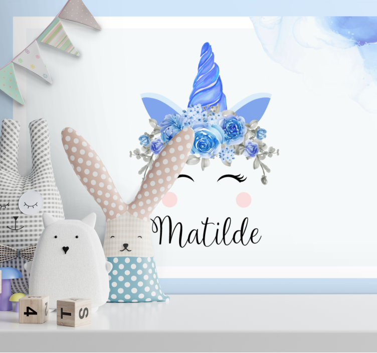 Fototapete kinderzimmer mit niedlicher einhornillustration - TenStickers