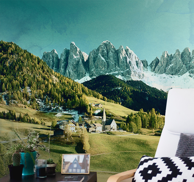 Fototapete landschaften bergdorf landschaft - TenStickers