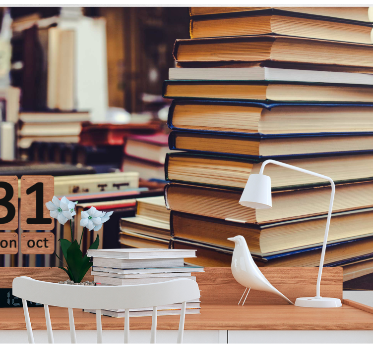 Fototapete landschaften stapelbare literaturkollektion - TenStickers