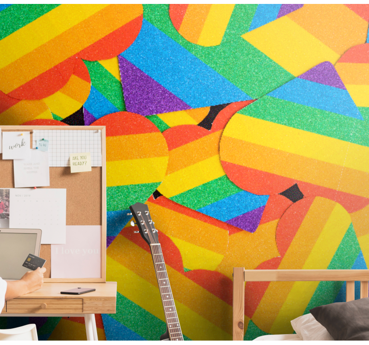 Fototapete Liebe bunte herzmuster - TenStickers