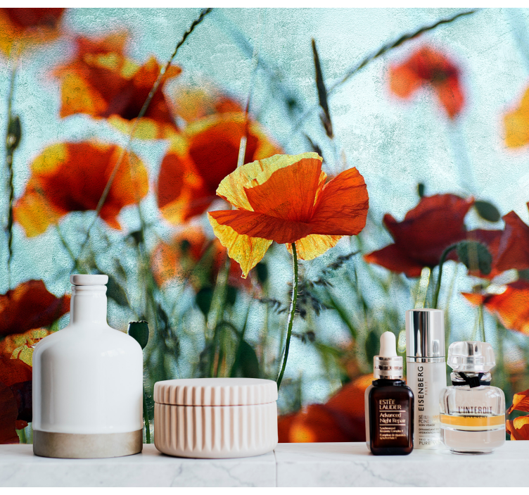 Fototapete mohnblumen lebendige mohnblumen - TenStickers