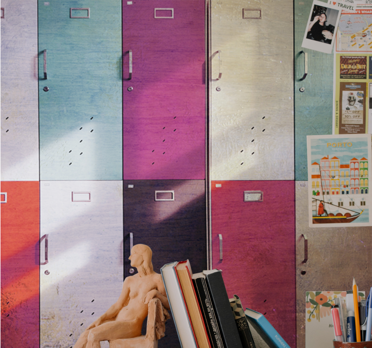 Fototapete musik bunte schultüren - TenStickers