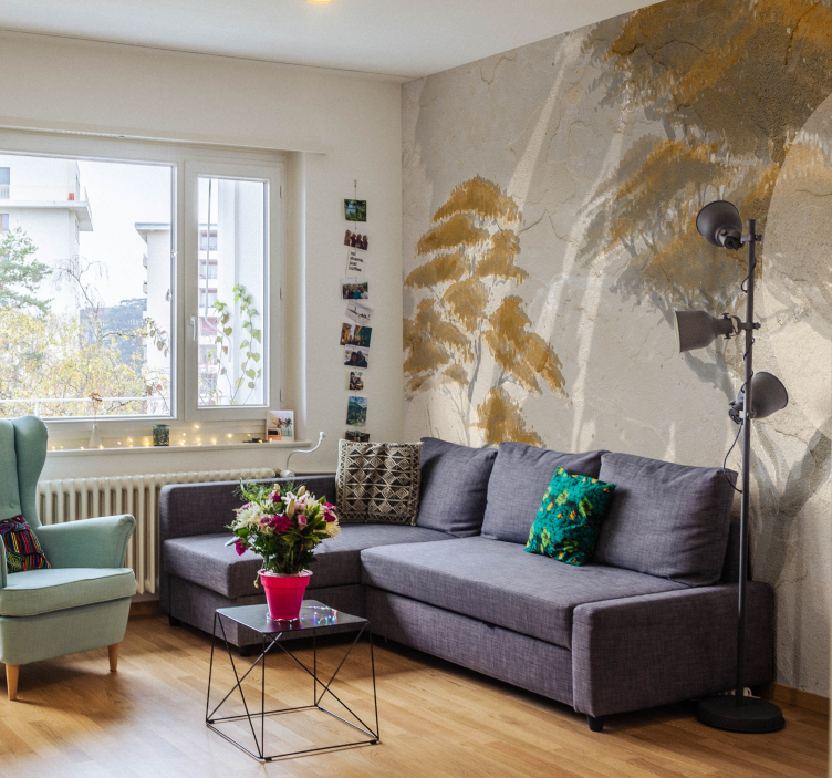 Fototapete Wohnzimmer anmutige baumsilhouetten - TenStickers