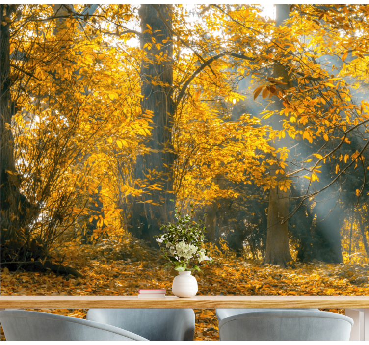 Fototapete natur goldene herbstbäume - TenStickers