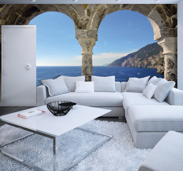 3D Tapete Strandbögen für Wohnzimmerwand - TenStickers