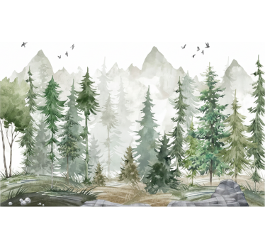 Tapete wald nordic kiefer minimalistisch - TenStickers