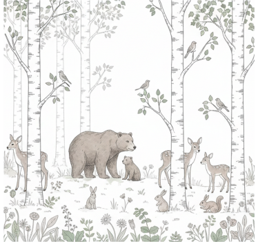 Tapete wald verspielt skizzierte naturmotive - TenStickers