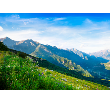 Grüne Landschaft Fototapete Berge - TenStickers