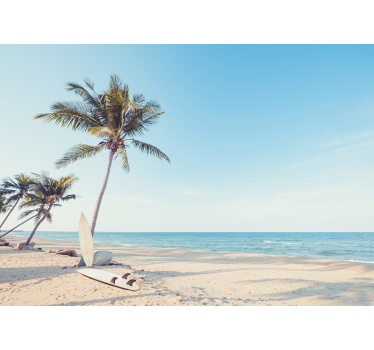 Strand mit Palme Meer Fototapete Wohnzimmer - TenStickers