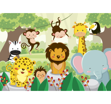 Wilde Tiere Kinder Fototapete - TenStickers