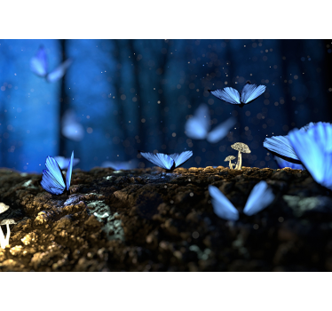 Blaue schmetterlings foto wandtapete - TenStickers