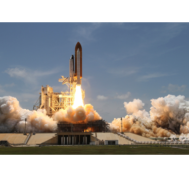 Abhebende Rakete Landschaft Schlafzimmer Fototapete - TenStickers