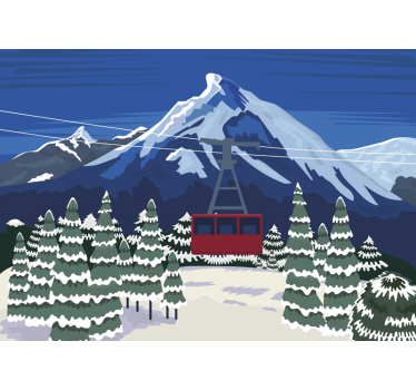 Gezeichnete Schneelandschaft Fototapete Berge - TenStickers