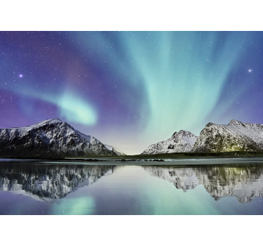 Nordlichter am See Fototapete Schlafzimmer - TenStickers