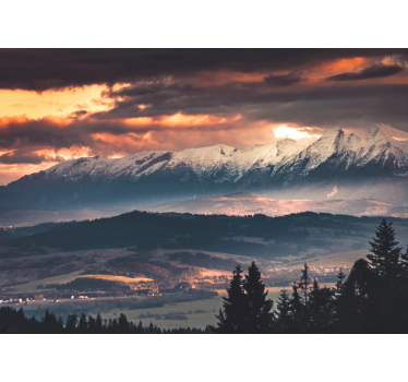 Fototapete Berge majestätische schneebedeckte gipfel - TenStickers