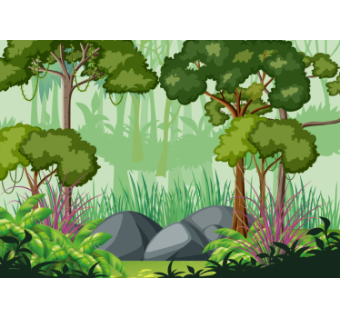Fototapete dschungel lebhafte blätterlandschaft - TenStickers