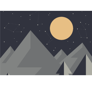 Fototapete weltraum mondlicht über berggipfeln - TenStickers