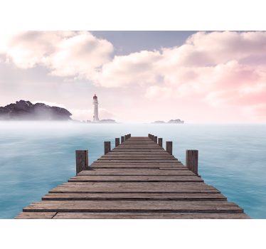 Fototapete landschaften leuchtturmweg am meer - TenStickers